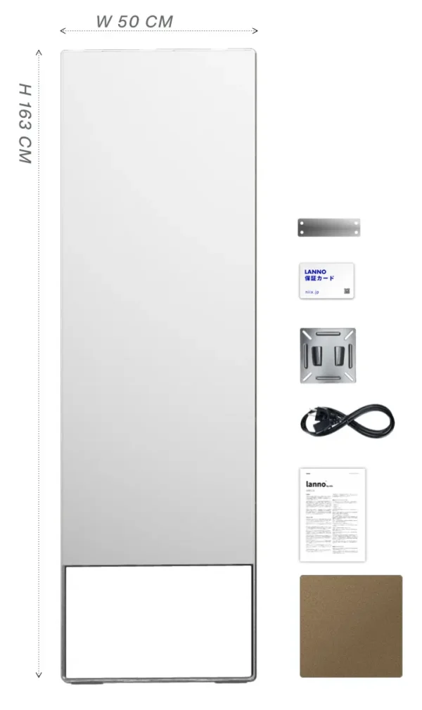 LANNOデジタルミラー正面と付属品